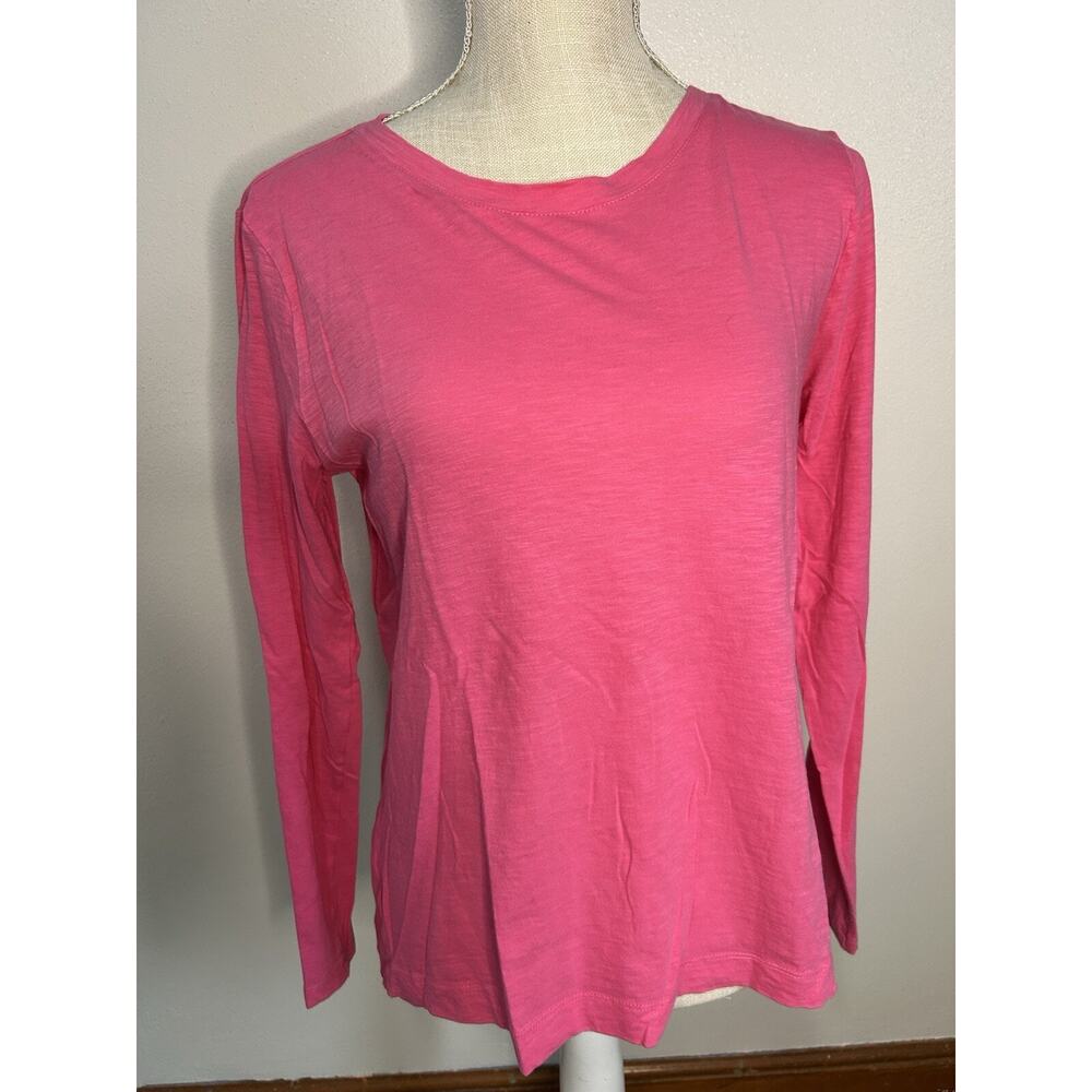 Loft Women's Tee Top Long Sleeve Heather Pink Size S Loose Fit